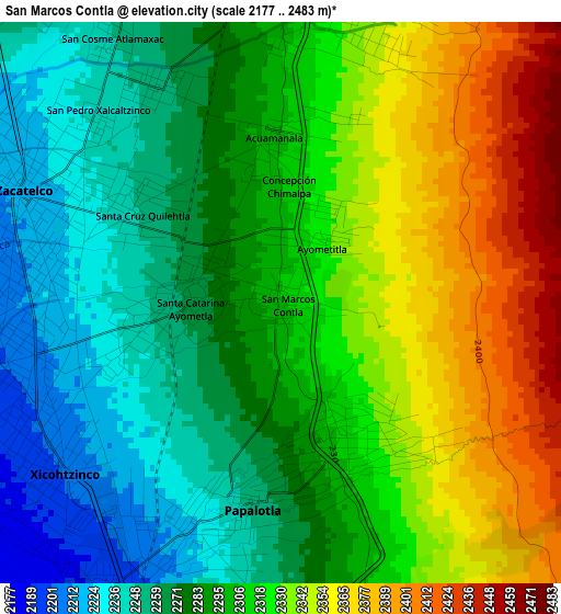 San Marcos Contla elevation map