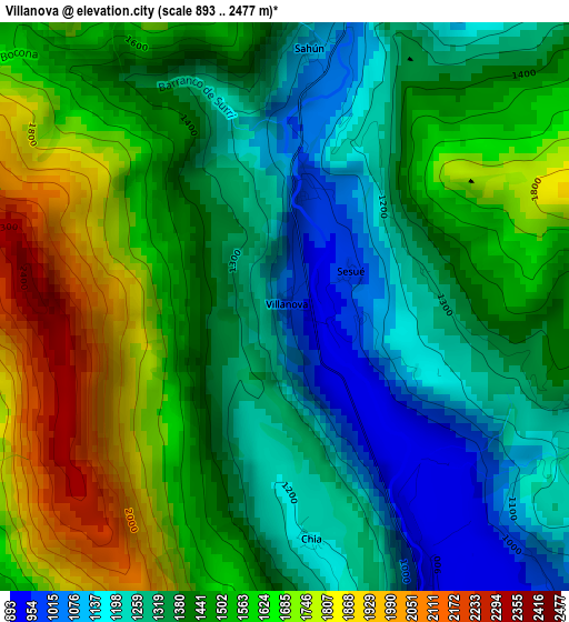 Villanova elevation map