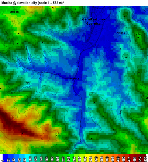 Muxika elevation map