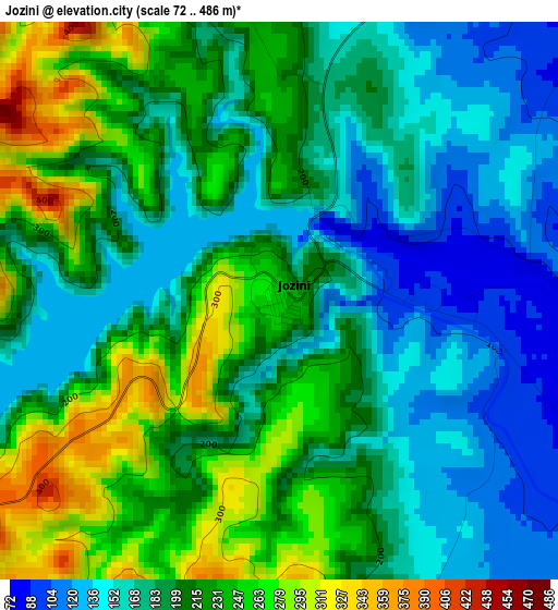 Jozini elevation map