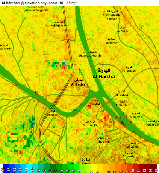 Al Hārithah elevation map