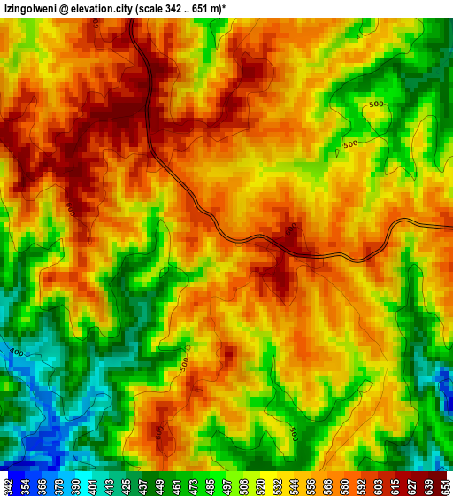 Izingolweni elevation map