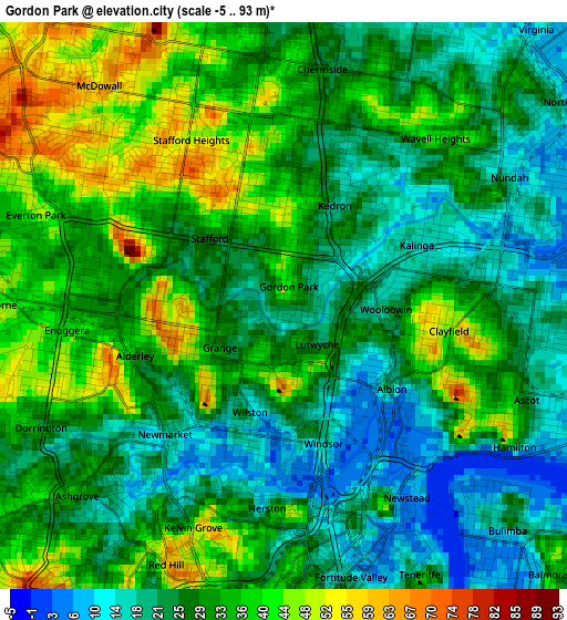 Gordon Park elevation map