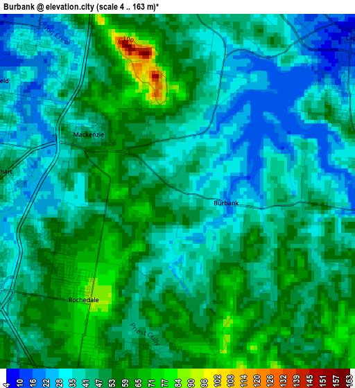 Burbank elevation map