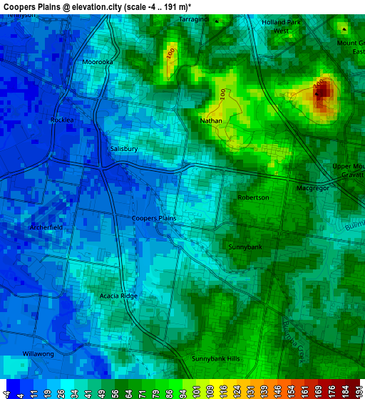 Coopers Plains elevation map