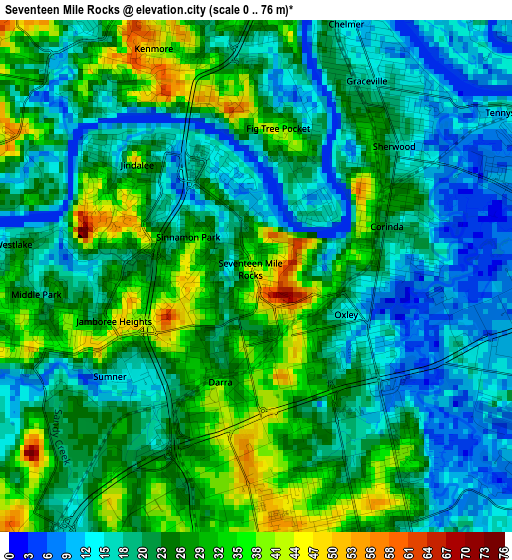 Seventeen Mile Rocks elevation map