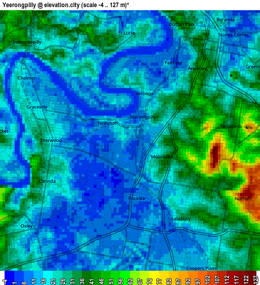 Yeerongpilly elevation map