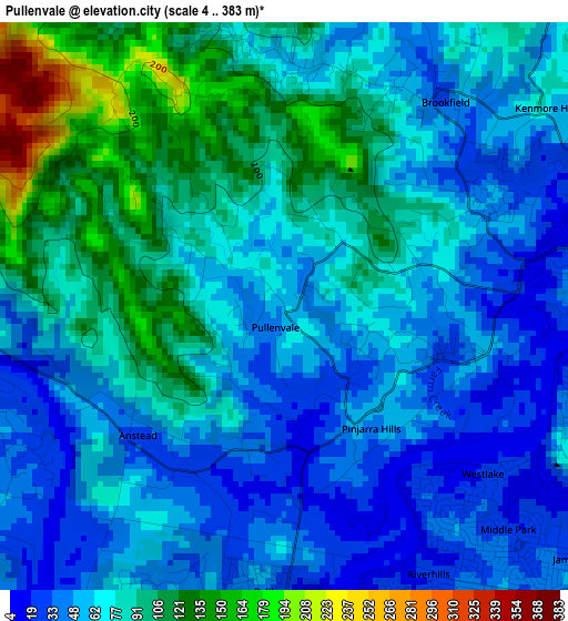 Pullenvale elevation map