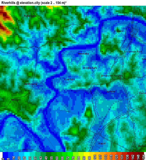 Riverhills elevation map