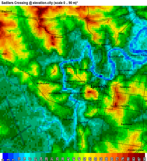 Sadliers Crossing elevation map