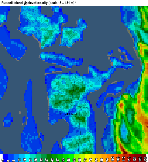 Russell Island elevation map