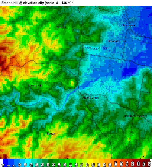 Eatons Hill elevation map