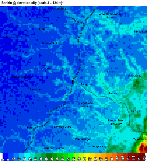 Barikin elevation map