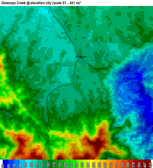 Delaneys Creek elevation map