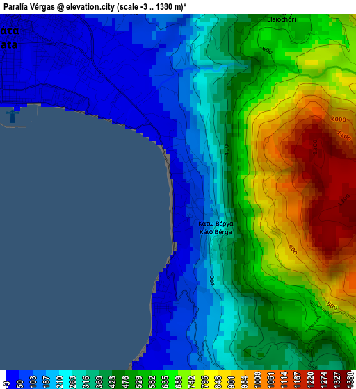 Paralía Vérgas elevation map