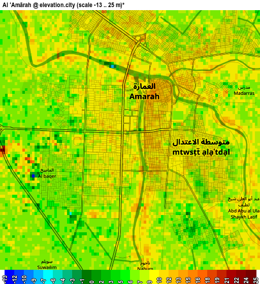 Al ‘Amārah elevation map