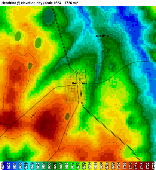 Hendrina elevation map