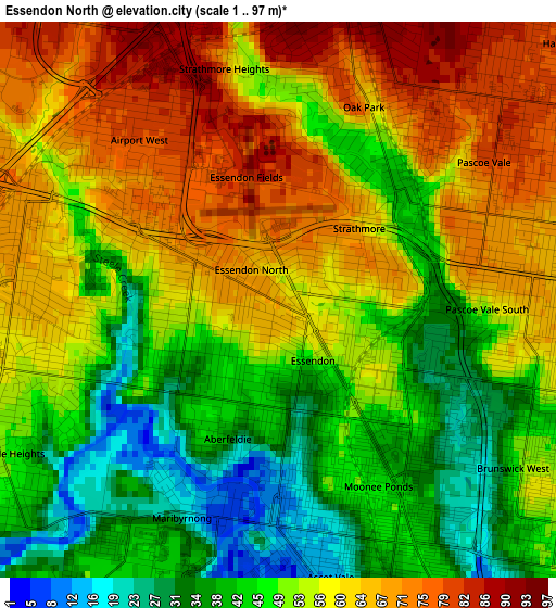 Essendon North elevation map