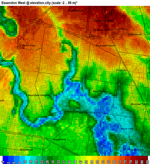 Essendon West elevation map