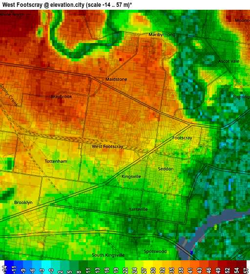 West Footscray elevation map