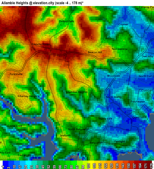 Allambie Heights elevation map