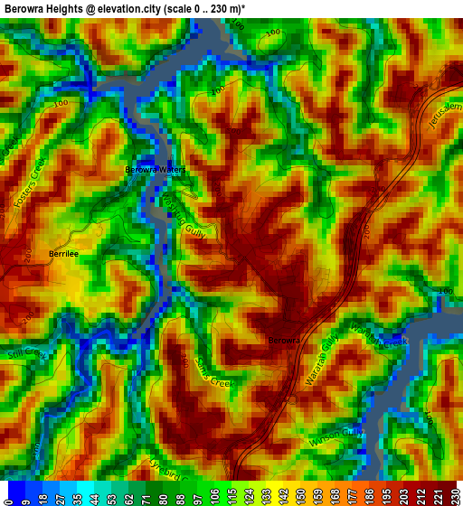 Berowra Heights elevation map