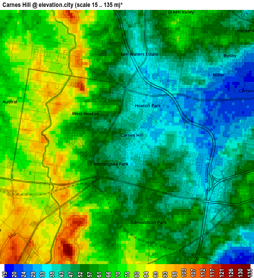 Carnes Hill elevation map