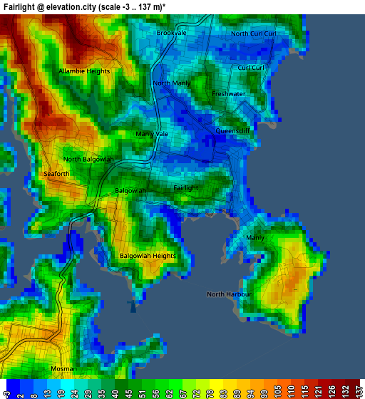 Fairlight elevation map