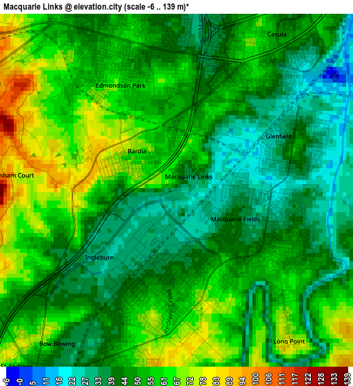 Macquarie Links elevation map