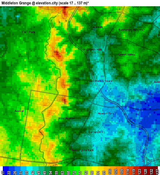 Middleton Grange elevation map