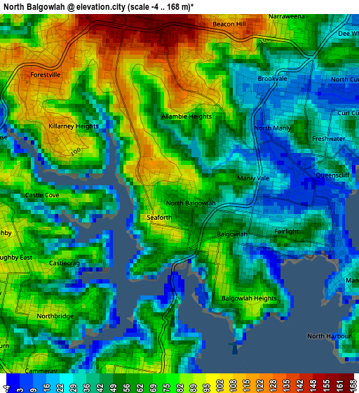 North Balgowlah elevation map