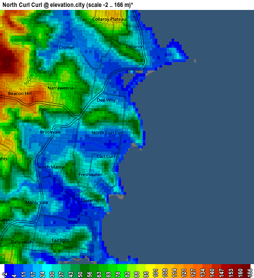 North Curl Curl elevation map