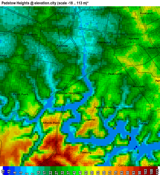 Padstow Heights elevation map