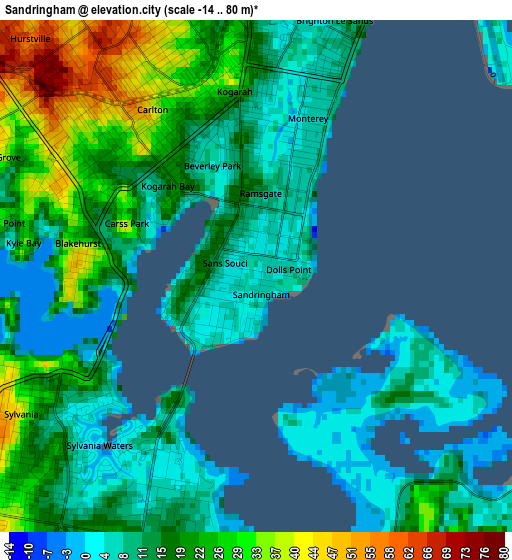 Sandringham elevation map