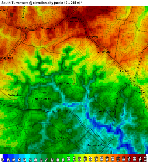 South Turramurra elevation map