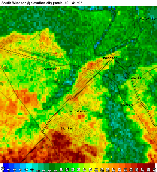 South Windsor elevation map