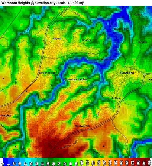 Woronora Heights elevation map