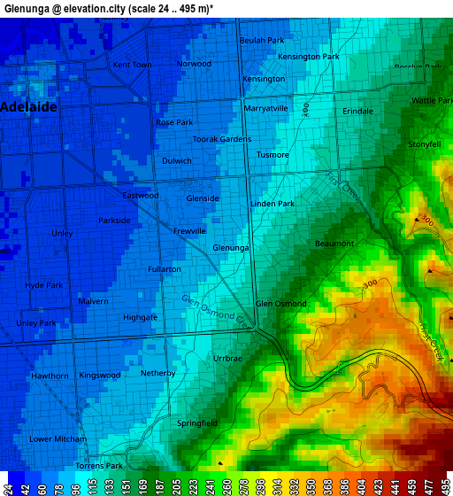 Glenunga elevation map