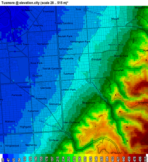 Tusmore elevation map