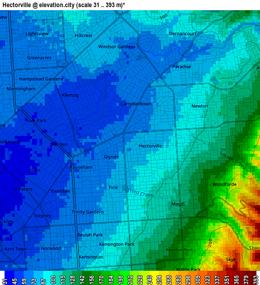 Hectorville elevation map