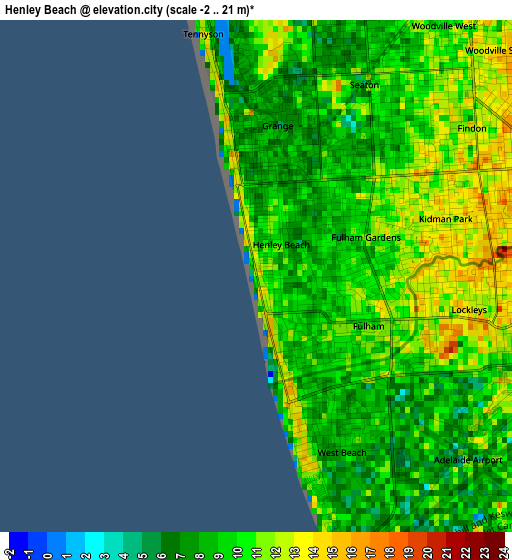 Henley Beach elevation map