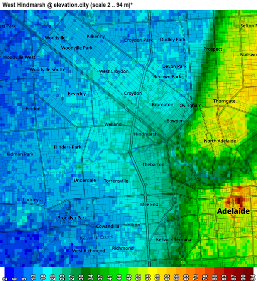 West Hindmarsh elevation map