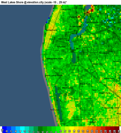 West Lakes Shore elevation map