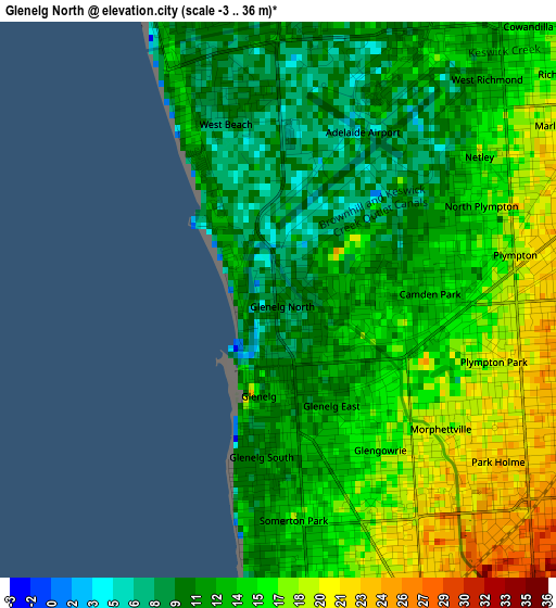 Glenelg North elevation map