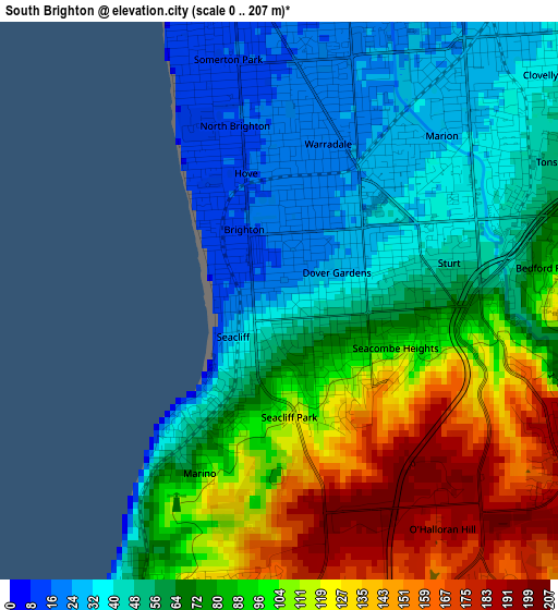 South Brighton elevation map