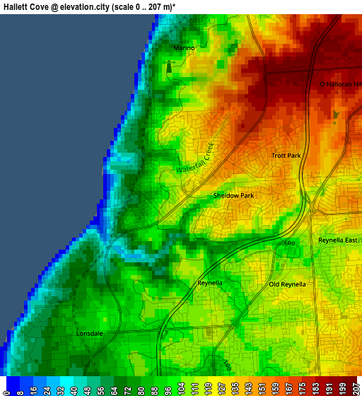 Hallett Cove elevation map