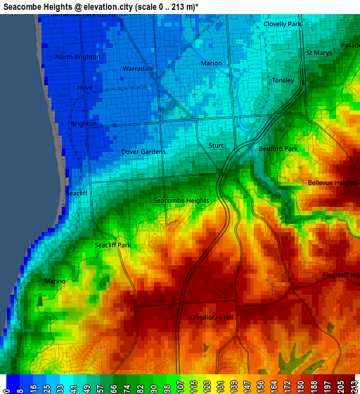 Seacombe Heights elevation map