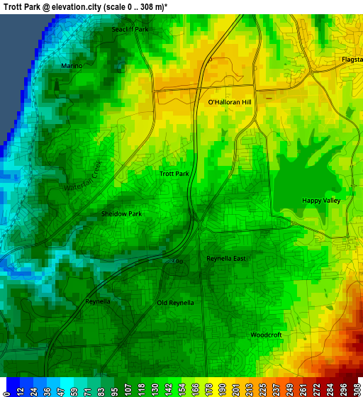 Trott Park elevation map