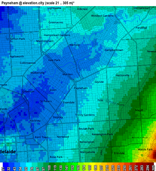 Payneham elevation map