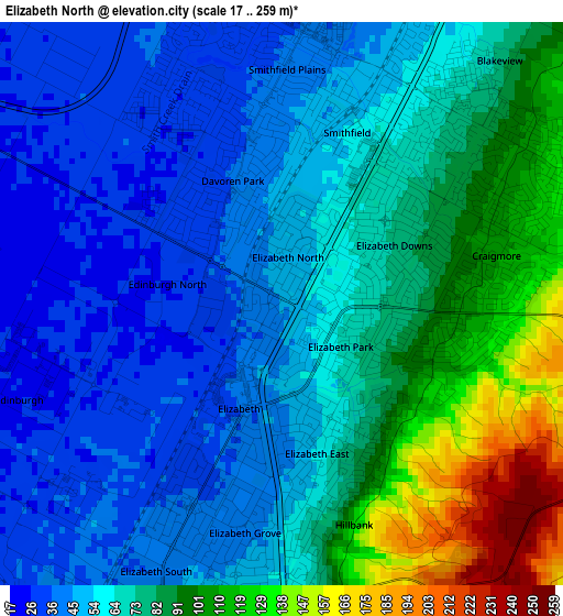 Elizabeth North elevation map